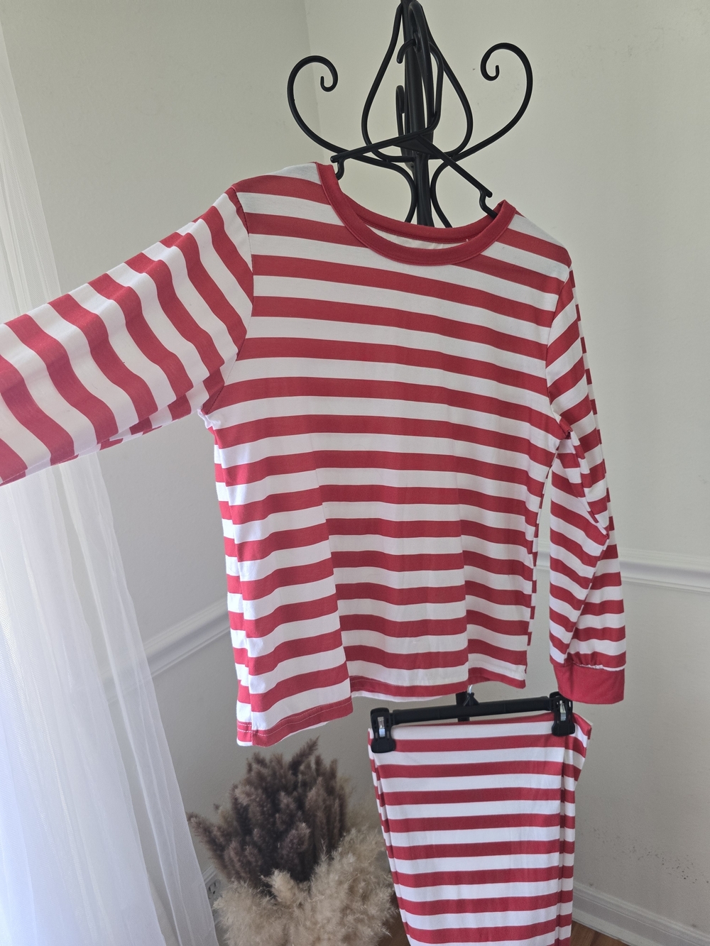 Kids Red and White Stripe Pajama Set - Classic Comfort - Picture 3 of 10